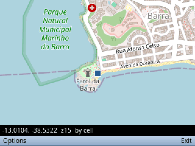 Maps resolving the position by cell tower, with no GPS fix
