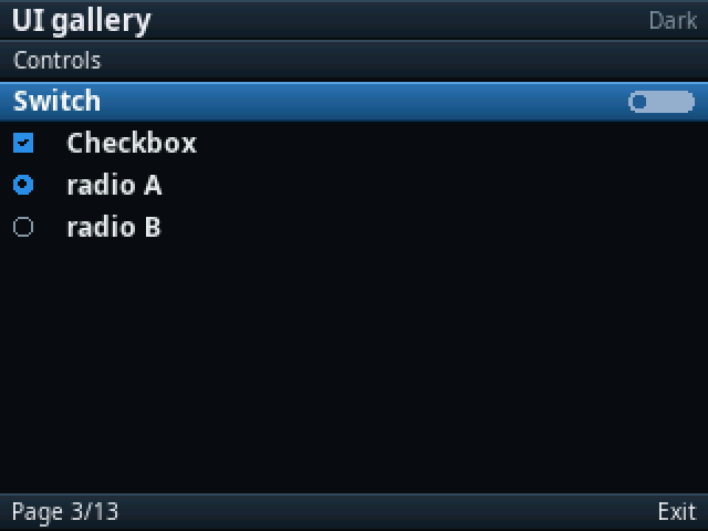 Controls: switch, checkbox and radio buttons
